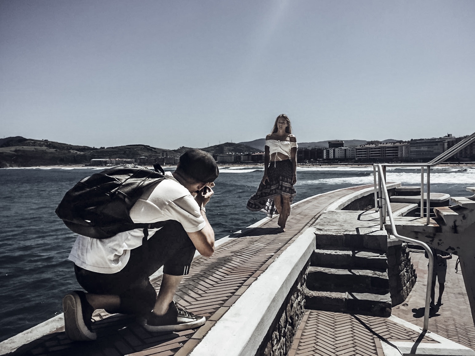 Jay McLaughlin Lucy Campbell Spain Zarautz Surfer Photoshoot Beach Olympus PEN Shoot